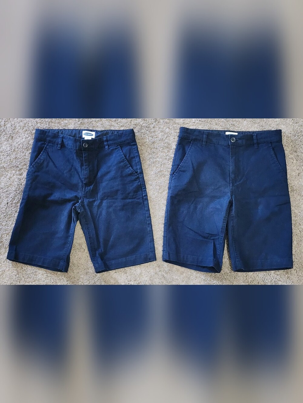 Boys Old Navy Size 12 (L) Adjustable Navy Uniform Shorts (x2), Signs Of Fading